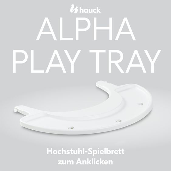Hauck Hochstuhl Alpha Plus White im Sparset - inkl. Sitzkissen + Play Tray Basis + Spielzeug Play Repairing mit Zahnrädern & Muttern