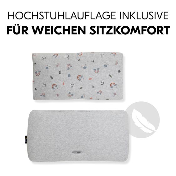Hauck Hochstuhl Alpha Plus White - im Sparset inkl. Sitzkissen Rainbow