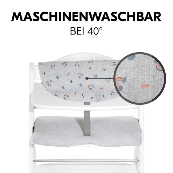 Hauck Hochstuhl Alpha Plus White - im Sparset inkl. Sitzkissen Rainbow