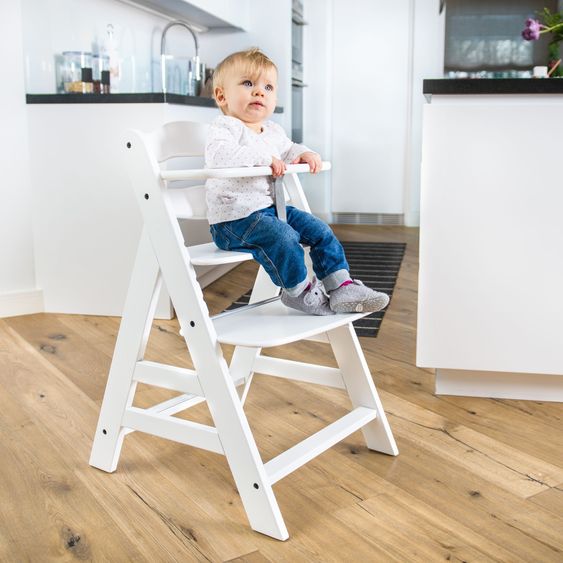 Hauck Hochstuhl Alpha Plus White - im Sparset inkl. Sitzkissen Stretch Grey