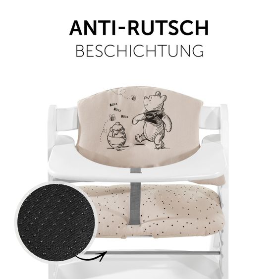 Hauck Highchair Alpha Plus White - in the bundle incl. seat cushion Winnie the Pooh Beige - Disney