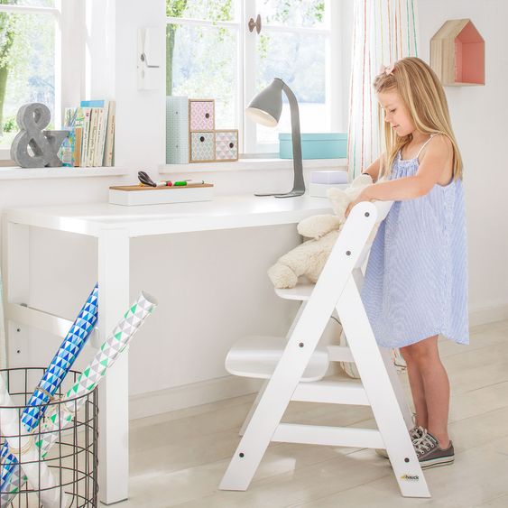 Hauck Highchair Alpha Plus White - in the bundle incl. seat cushion Winnie the Pooh Beige - Disney