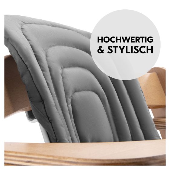 Hauck Hochstuhl Arketa Beech Blackwashed - im Sparset inkl. Baby Seat und Sitzpolster - Dark Grey