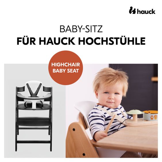 Hauck Hochstuhl Arketa Beech Blackwashed - im Sparset inkl. Baby Seat und Sitzpolster - Dark Grey