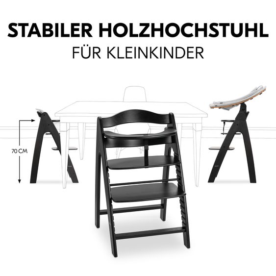 Hauck Hochstuhl Arketa Beech Blackwashed - im Sparset inkl. Click Tray und Sitzkissen - Charcoal