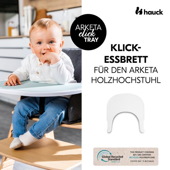 Hauck Hochstuhl Arketa Beech Blackwashed - im Sparset inkl. Click Tray und Sitzkissen - Charcoal