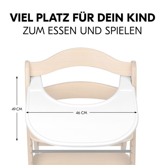 Hauck Hochstuhl Arketa Beech Blackwashed - im Sparset inkl. Click Tray und Sitzkissen - Charcoal