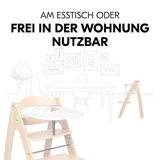 Hauck Hochstuhl Arketa Beech Blackwashed - im Sparset inkl. Click Tray und Sitzkissen - Charcoal