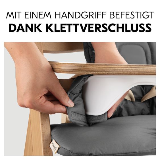 Hauck Hochstuhl Arketa Beech - im Sparset inkl. Baby Seat und Sitzpolster - Dark Grey