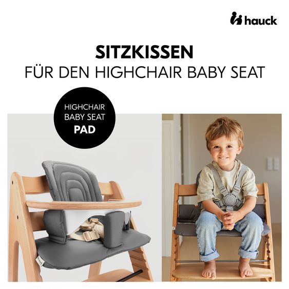 Hauck Hochstuhl Arketa Beech - im Sparset inkl. Baby Seat und Sitzpolster - Dark Grey