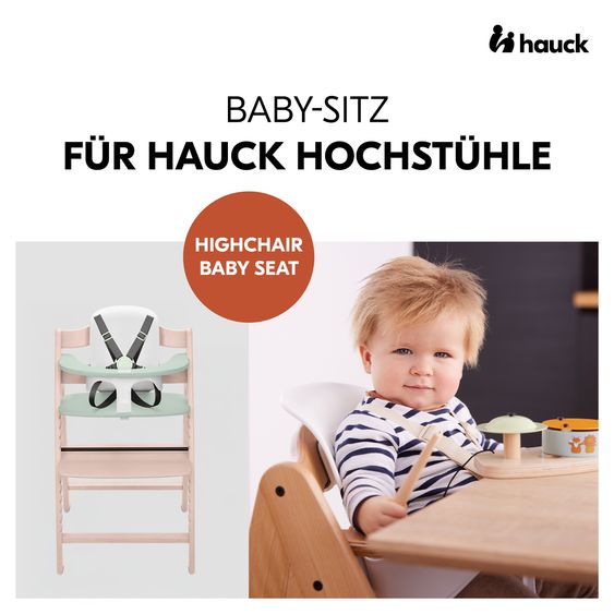 Hauck Hochstuhl Arketa Beech Whitewashed Mint - im Sparset inkl. Baby Seat und Sitzpolster - Dark Grey