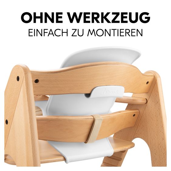 Hauck Hochstuhl Arketa Beech Whitewashed Mint - im Sparset inkl. Baby Seat und Sitzpolster - Dark Grey