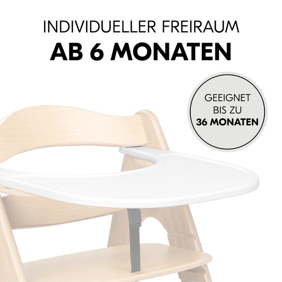 Hauck Highchair Arketa Beech Whitewashed Mint - in economy set incl. Click Tray and seat cushion - Charcoal