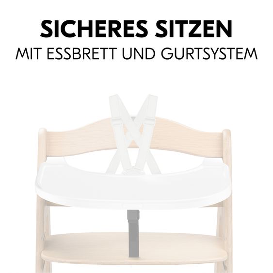 Hauck Highchair Arketa Beech Whitewashed Mint - in economy set incl. Click Tray and seat cushion - Charcoal