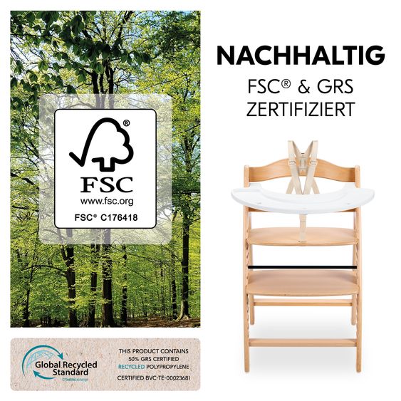 Hauck Hochstuhl Arketa inkl. Play Tray Basis - Beech