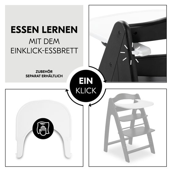 Hauck Hochstuhl Arketa inkl. Play Tray Basis - Beech Blackwashed