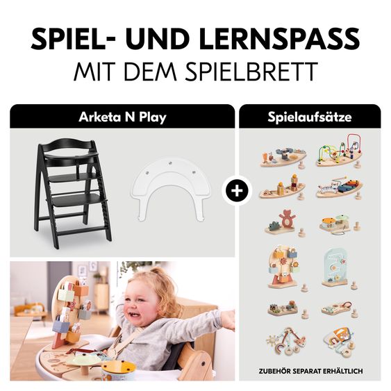 Hauck Hochstuhl Arketa inkl. Play Tray Basis - Beech Blackwashed