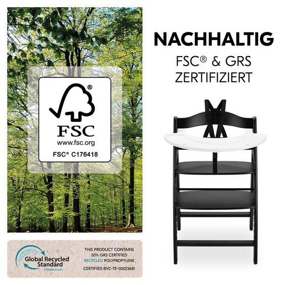 Hauck Hochstuhl Arketa inkl. Play Tray Basis - Beech Blackwashed