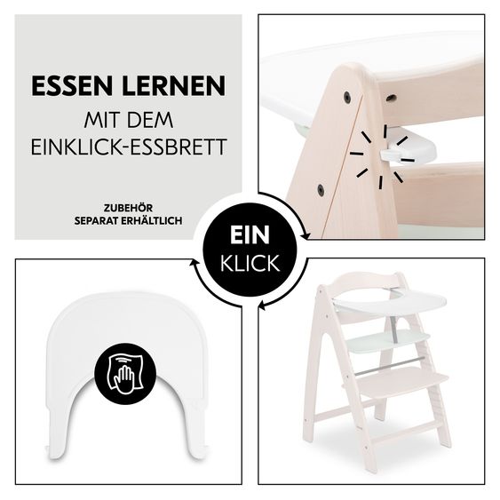 Hauck Hochstuhl Arketa inkl. Play Tray Basis - Beech Whitewashed Mint