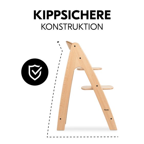 Hauck Hochstuhl Arketa (mitwachsend, inkl. Gurtsystem, Massivholz FSC zertifiziert) - Beech