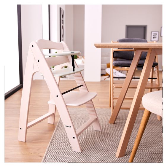 Hauck Hochstuhl Arketa (mitwachsend, inkl. Gurtsystem, Massivholz FSC zertifiziert) - Beech Whitewashed Mint