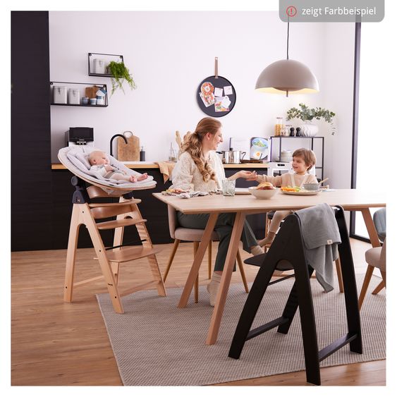 Hauck Hochstuhl Arketa (mitwachsend, inkl. Gurtsystem, Massivholz FSC zertifiziert) - Beech Whitewashed Mint