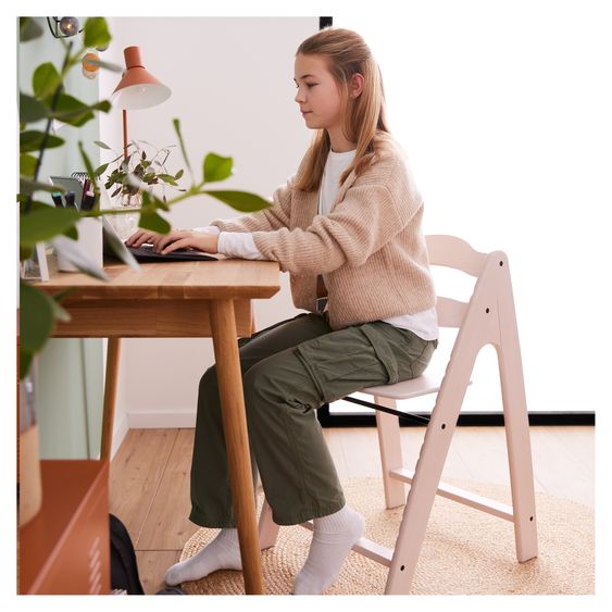 Hauck Hochstuhl Arketa (mitwachsend, inkl. Gurtsystem, Massivholz FSC zertifiziert) - Beech Whitewashed Mint