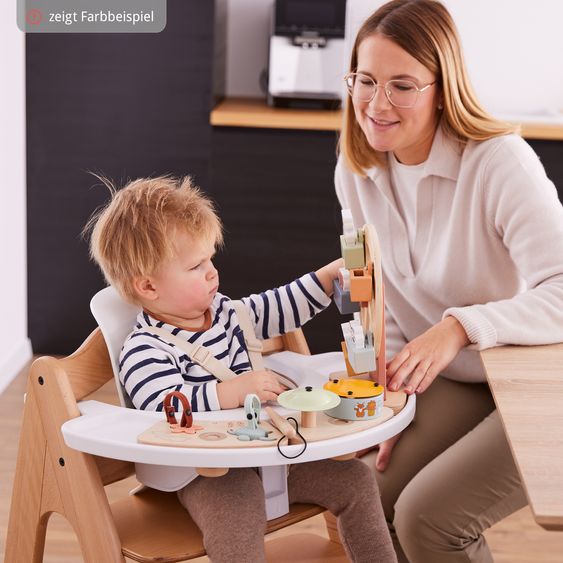 Hauck Highchair Arketa Oak - in economy set incl. baby seat and seat cushion - Dark Grey