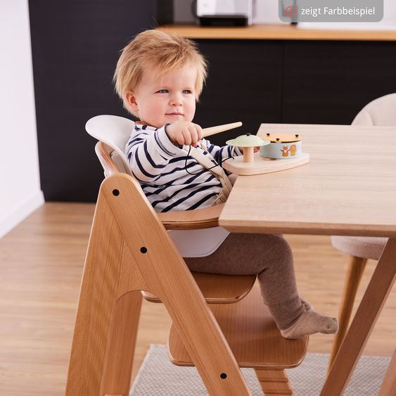 Hauck Highchair Arketa Oak - in economy set incl. baby seat and seat cushion - Dark Grey