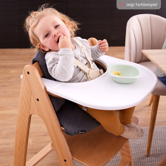 Hauck Highchair Arketa Oak - in economy set incl. baby seat and seat cushion - Dark Grey