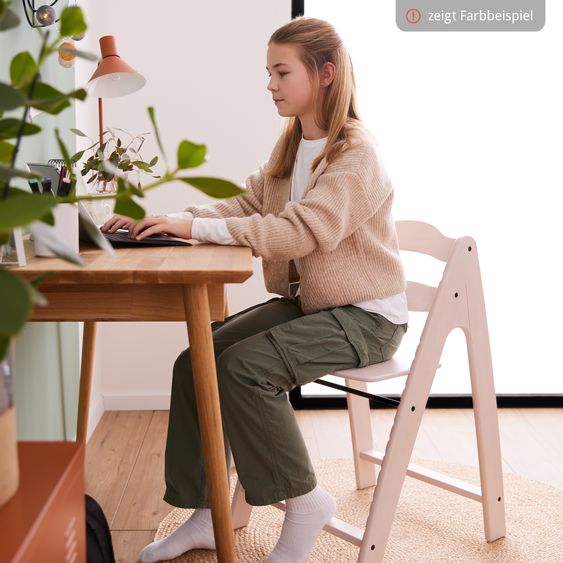 Hauck Highchair Arketa Oak - in economy set incl. baby seat and seat cushion - Dark Grey