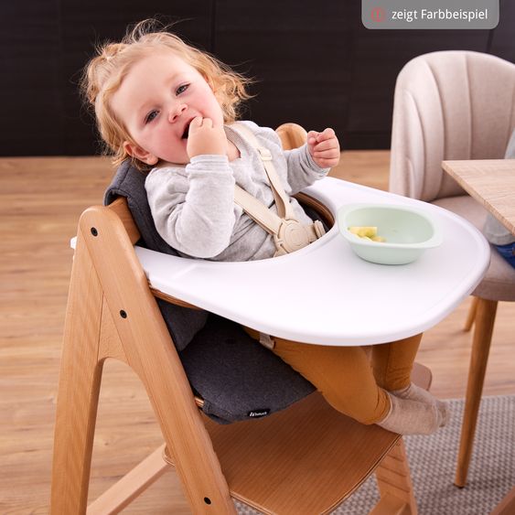 Hauck Arketa Oak high chair - in economy set incl. click tray and seat cushion - Charcoal