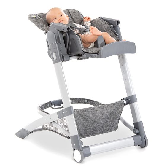 Hauck Hochstuhl & Babyliege ab Geburt - Grow Up Newborn Set (faltbar & klappbar) - Melange Grey