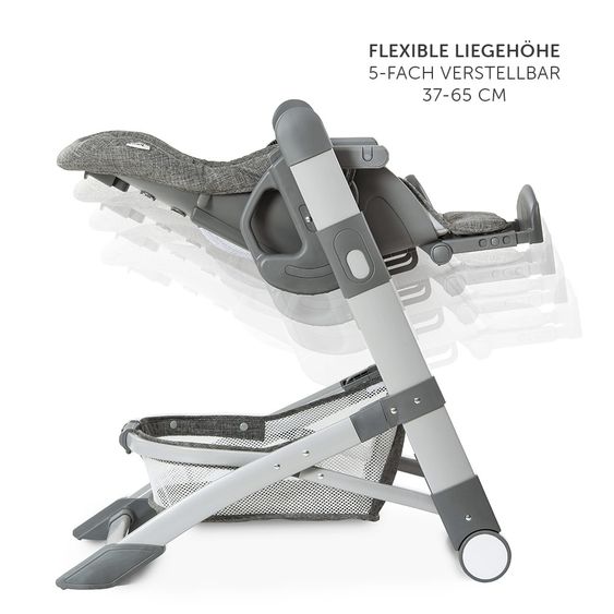 Hauck Hochstuhl & Babyliege ab Geburt - Grow Up Newborn Set (faltbar & klappbar) - Melange Grey