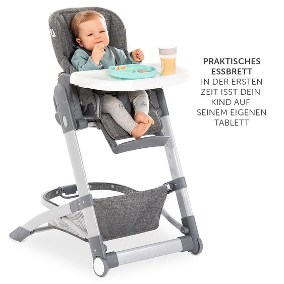 Hauck High chair & baby lounger from birth - Grow Up Newborn Set (foldable & collapsible) - Melange Grey