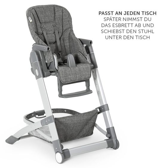 Hauck High chair & baby lounger from birth - Grow Up Newborn Set (foldable & collapsible) - Melange Grey