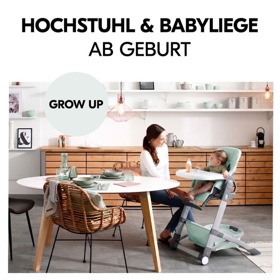 Hauck High Chair & Baby Lounger From Birth - Grow Up Newborn Set - Mint