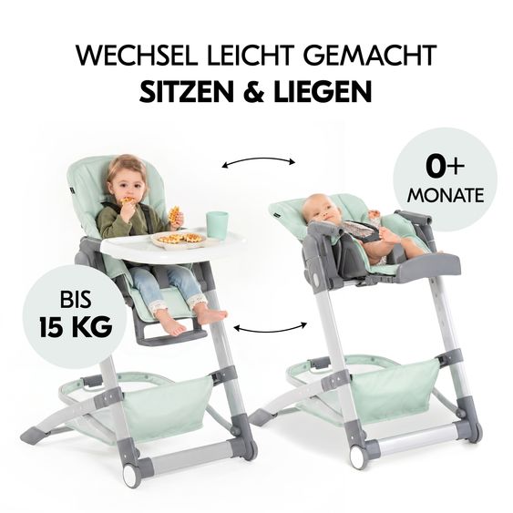 Hauck High Chair & Baby Lounger From Birth - Grow Up Newborn Set - Mint