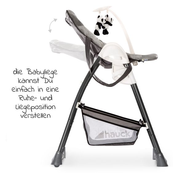 Hauck High chair & baby lounger from birth - Sit'n Relax with baby attachment (foldable and height adjustable) - Wild Panda