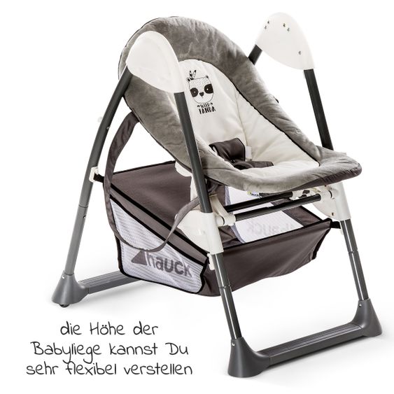 Hauck Hochstuhl & Babyliege ab Geburt - Sit'n Relax mit Babyaufsatz (klappbar und Höhe verstellbar) - Wild Panda