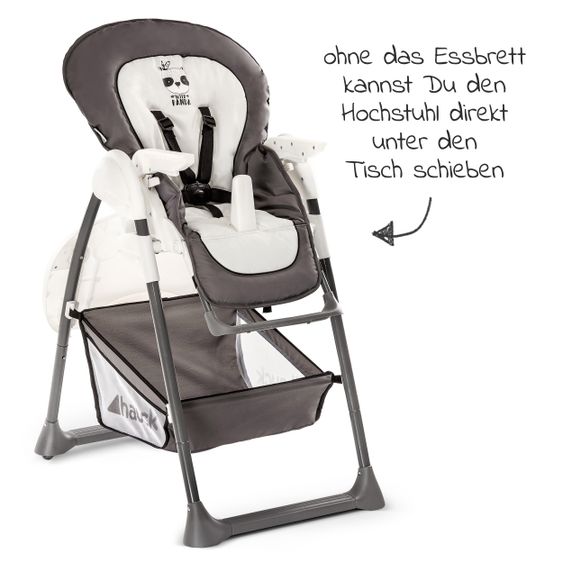 Hauck High chair & baby lounger from birth - Sit'n Relax with baby attachment (foldable and height adjustable) - Wild Panda