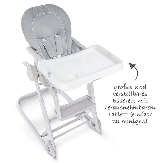 Hauck Hochstuhl & Babyliege ab Geburt - Sitn Care Newborn Set (faltbar & klappbar) - Stretch Grey