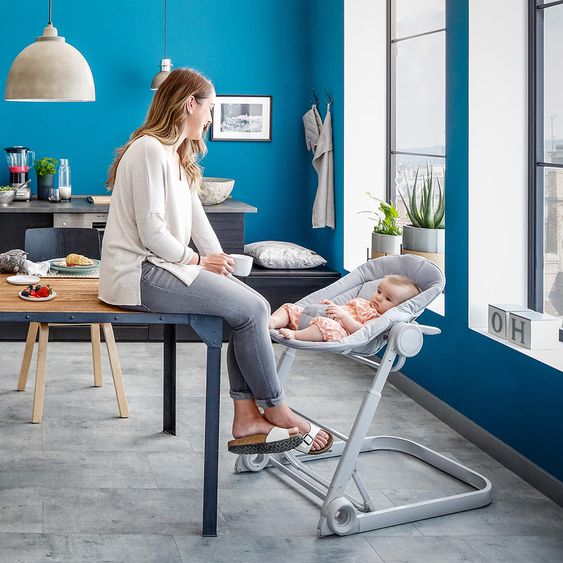 Hauck Hochstuhl & Babyliege ab Geburt - Sitn Care Newborn Set (faltbar & klappbar) - Stretch Grey