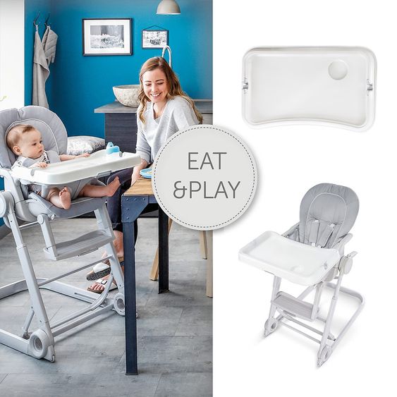 Hauck Hochstuhl & Babyliege ab Geburt - Sitn Care Newborn Set (faltbar & klappbar) - Stretch Grey