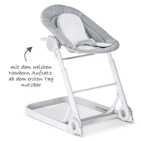 Hauck Hochstuhl & Babyliege ab Geburt - Sitn Care Newborn Set (faltbar & klappbar) - Stretch Grey