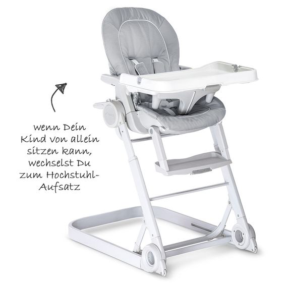 Hauck Hochstuhl & Babyliege ab Geburt - Sitn Care Newborn Set (faltbar & klappbar) - Stretch Grey