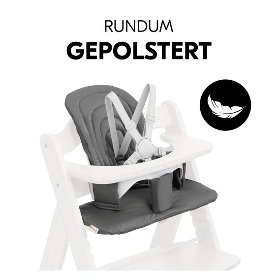 Hauck Hochstuhl Beta Plus Dark Grey - im Sparset inkl. Baby Seat und Sitzpolster - Dark Grey