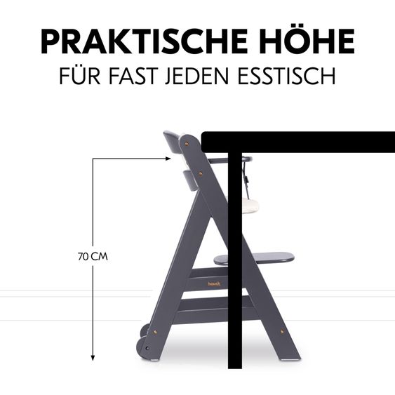 Hauck Hochstuhl Beta Plus Dark Grey - im Sparset inkl. Baby Seat und Sitzpolster - Dark Grey