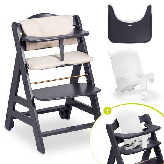 Hauck Hochstuhl Beta Plus - im Sparset inkl. Baby Seat - Dark Grey