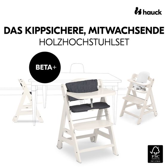 Hauck Hochstuhl Beta Plus - im Sparset inkl. Baby Seat - White